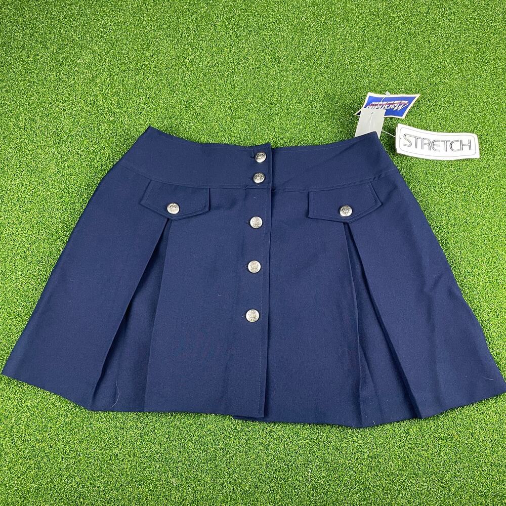 Vintage Star CCC Navy High Waisted Stretch Pleated Mini Skirt Sz 28
